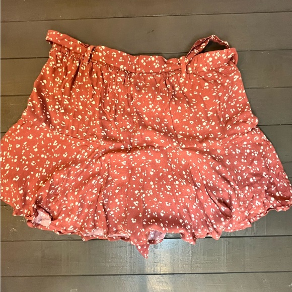 URBAN Romantics Terracotta Floral Mini Skirt Peasant Babydoll Shorts Under - Picture 5 of 8